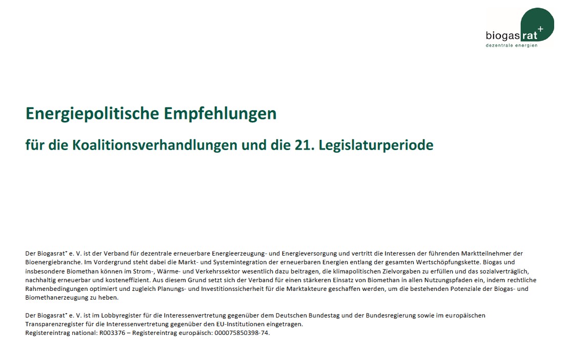 Energiepolitische Empfehlungen